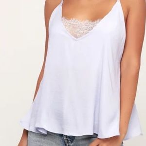 Free People. Deep V Bandeau Light Blue Lace Cami.